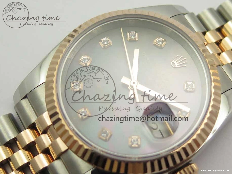 Best AAA Replica Sites 116231 Bracelet Diam on GMF Dial Wrapped 904 3274 SS RG Black FashionForward 36mm SS Wrapped Jubilee A DateJust MOP RG 0121